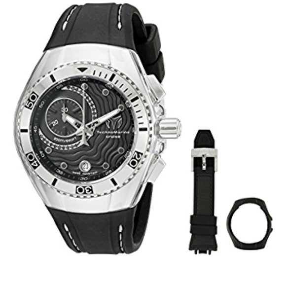TechnoMarine Unisex 114031 Cruise One Analog Display Swiss Quartz Black Watch